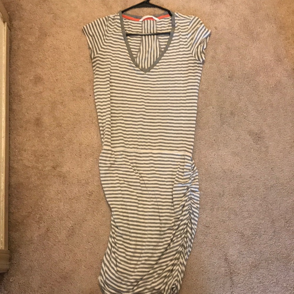 Gray and white stripped dress